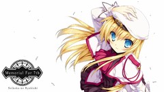 White Anime white background hats memorial blondes long hair 