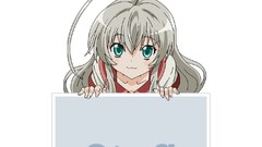 White Anime white background long hair anime girls green eyes 