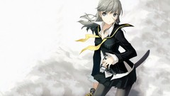 White Anime white hair Swords school uniforms persona 4 