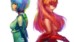 White artist suit drawings anime girls asuka langley soryu neon 