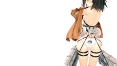 White ass anime girls short hair black hair underwear panties 