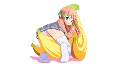 White ass Anime office pink hair pink eyes anime girls green 