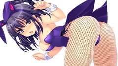 White ass Anime short hair purple hair purple eyes ecchi Simple 