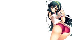 White ass blush long hair anime girls green hair Simple 