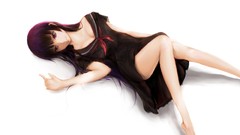 White background Amnesia long hair barefoot anime girls school 