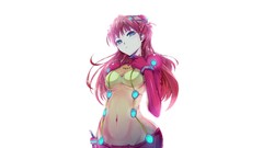 White background anime girls blue eyes brunettes asuka langley 