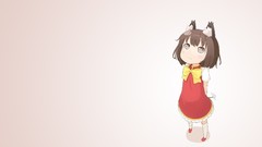 White background anime girls brown eyes brunettes short hair 