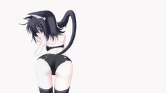 White background anime girls brunettes nekomimi animal ears 