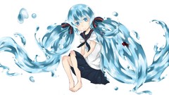 White background anime girls hatsune miku vocaloid twintails 