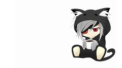 White background anime girls infinite stratos cat ears eyepatch 