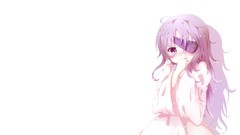 White background anime girls mirai nikki purple hair purple 