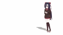 White background anime girls school uniforms black hair mirai 