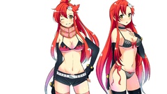 White background anime girls yellow eyes bra tengen toppa 