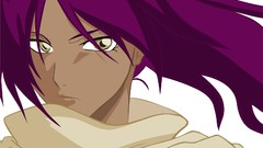 White background bleach shihouin yoruichi purple hair dark skin 