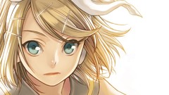 White background blondes blue eyes short hair vocaloid kagamine 