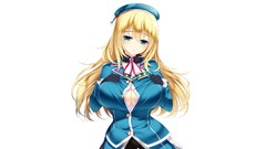 White background blondes blush long hair anime girls blue eyes 