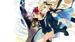 White background blondes long hair anime girls blue eyes brown 