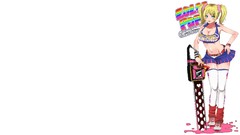 White background blondes skirts chainsaw twintails video games 