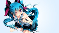 White background blue eyes hatsune miku vocaloid twintails hair 