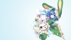 White background blue hair anime girls blue eyes open mouth 