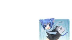 White background blue hair anime girls nekomimi