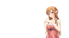 White background blush cleavage sword art online yuuki asuna 