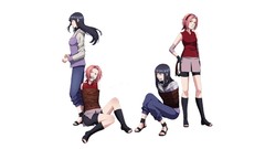 White background Bound anime girls hyuuga hinata haruno sakura 
