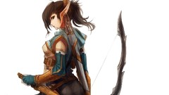 White background bows anime girls brunettes artwork Simple 