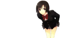 White background bows shirts jackets skirts blush smiling anime 