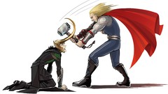 White background Brothers funny thor loki artwork marvel comics 
