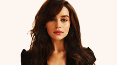 White background brunettes black dress emilia clarke GQ magazine