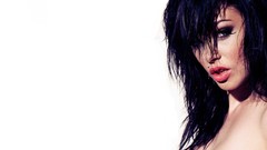 White background brunettes piercings Vikki Blows