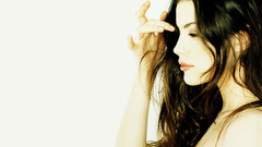 White background brunettes woman