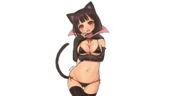 White background Characters red eyes anime girls nekomimi 