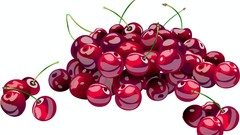 White background cherries fruits
