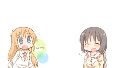White background Chibi anime girls blue eyes closed eyes 
