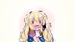 White background Chibi blondes anime girls touhou open mouth 