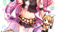 White background Chibi blondes pink hair long hair anime girls 