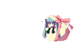 White background Chibi long hair hatsune miku vocaloid 