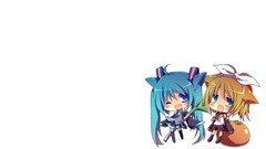 White background Chibi Ribbons hatsune miku vocaloid kagamine 