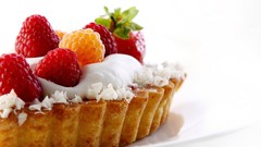 White background dessert cakes