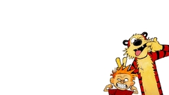 White background faces calvin and hobbes