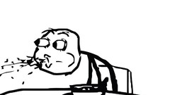 White background faces spit meme Cereal Guy