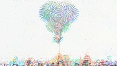 White background fireworks multicolor cityscapes