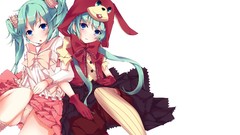 White background gloves sitting schoolgirls bows hoodies skirts 