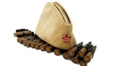 White background hats ammunition Soviet