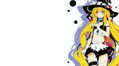 White background hats navel Ribbons bows blondes skirts shadows 