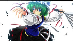 White background hats Ribbons skirts anime girls blue eyes 