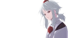 White background hats white hair red eyes faces long hair anime 