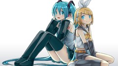 White background hatsune miku vocaloid kagamine rin detached 